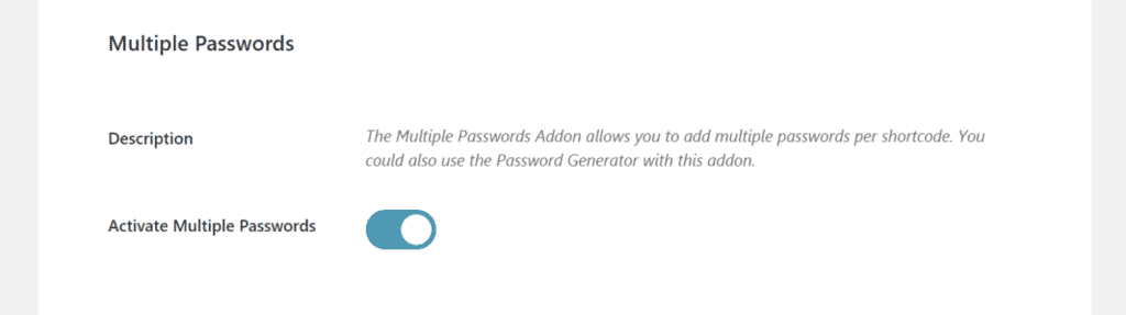 Multiple passwords option