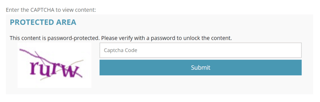 Preview of CAPTCHA protection on the front-end