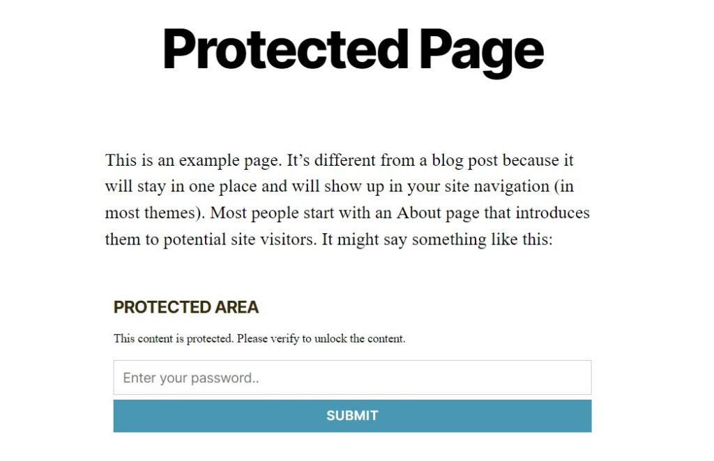 How to protect part of a page/post 1