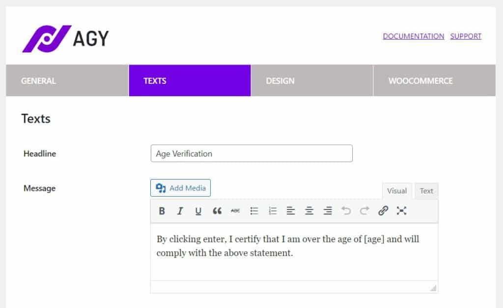 wordpress age verification customization