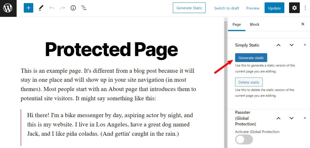 create static pages wordpress
