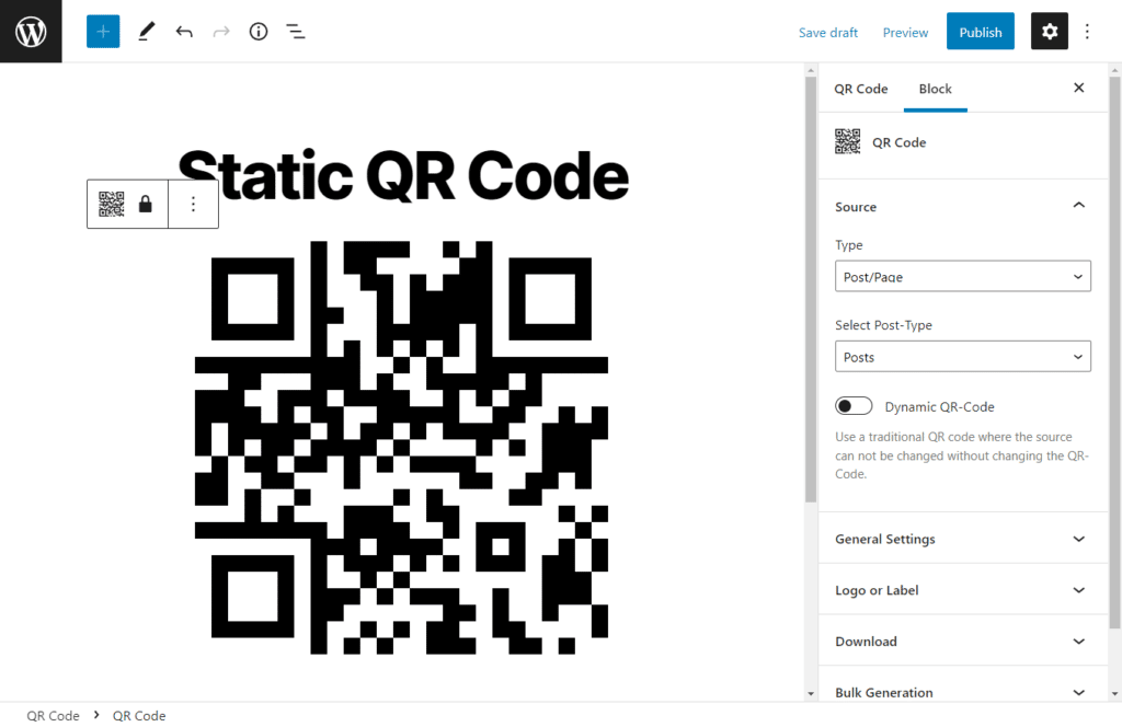 static qr code qyrr
