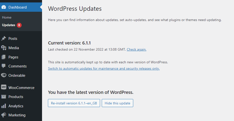 update wordpress